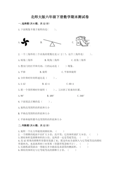 北师大版六年级下册数学期末测试卷学生专用.docx