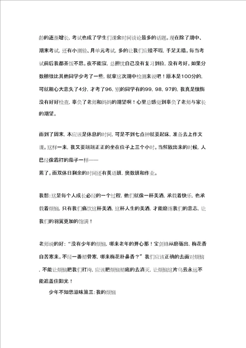 少年不知愁滋味作文少年不知愁滋味5篇