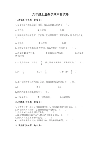 六年级上册数学期末测试卷附完整答案（考点梳理）.docx