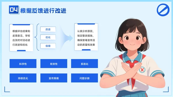 蓝色卡通风学校禁毒宣传：守护学生健康成长PPT模板