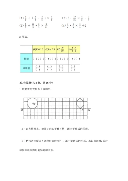 人教版六年级上册数学期末模拟卷含精品答案.docx