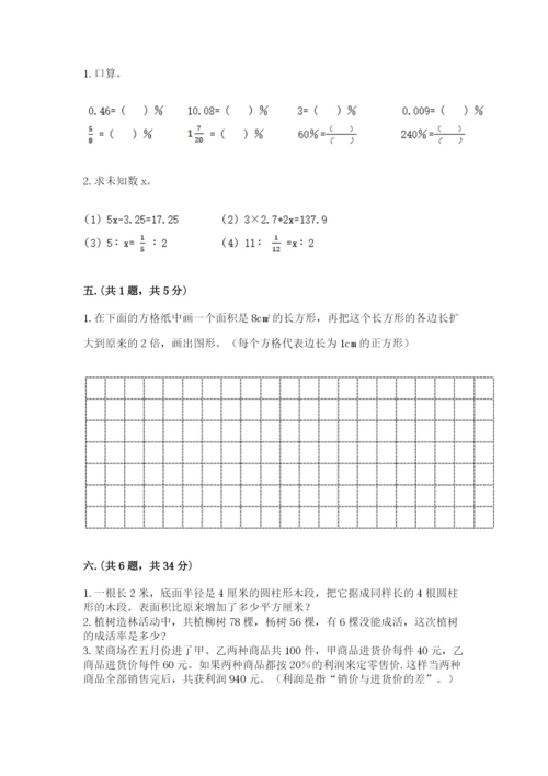 河南省平顶山市六年级下册数学期末测试卷带答案ab卷.docx