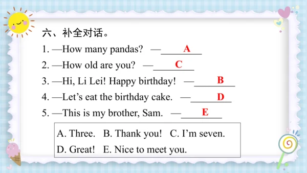 Unit 6 Happy birthday（复习课件）-2023-2024学年三年级英语上册期末核心