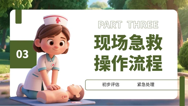 绿色3D风对昏厥人员急救诊断PPT