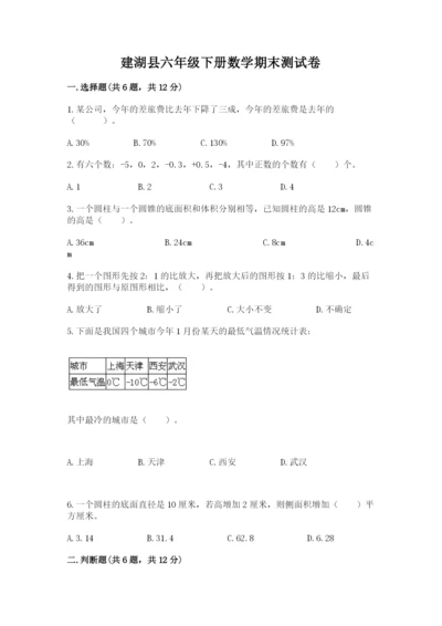 建湖县六年级下册数学期末测试卷最新.docx