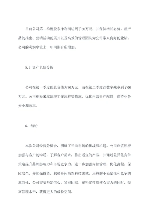 公司半年经营分析会总结