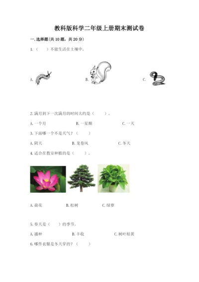 教科版科学二年级上册期末测试卷（原创题）.docx