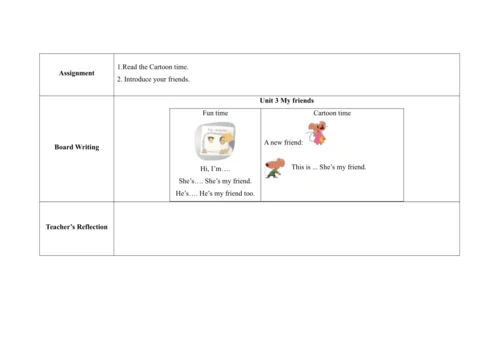 Unit 3 My friends  B  Fun time & Cartoon time 单元整体