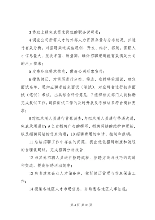 人力资源部门岗位设置.docx