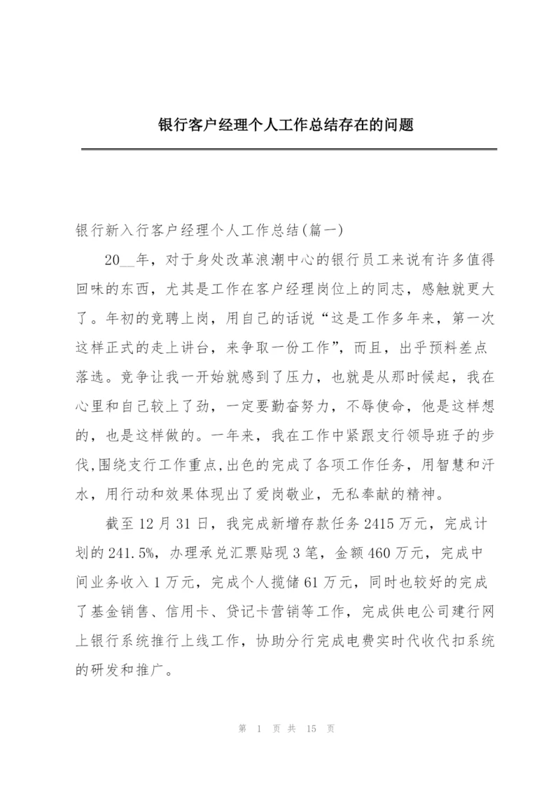 银行客户经理个人工作总结存在的问题.docx