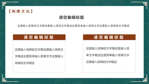 中国风传统文化手工刺绣通用PPT模板