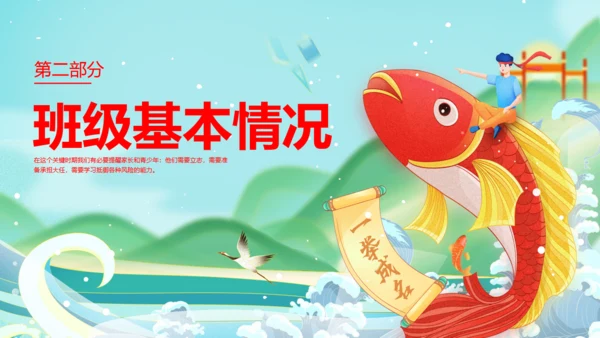 鲤鱼跃龙门毕业家长会通用PPT模板