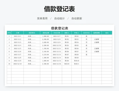 借款登记表