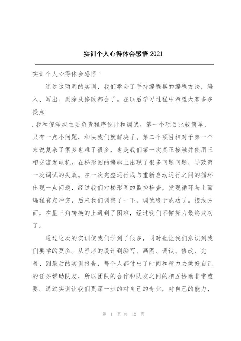 实训个人心得体会感悟2021.docx