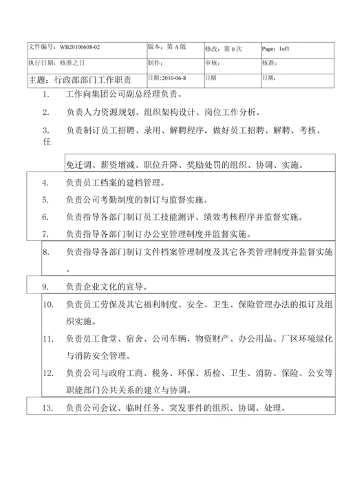 集团公司行政部各岗位工作职责大全.docx