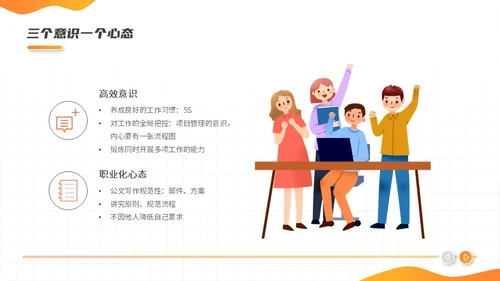 橙色简约插画风超人优秀员工经验分享商务动态PPT