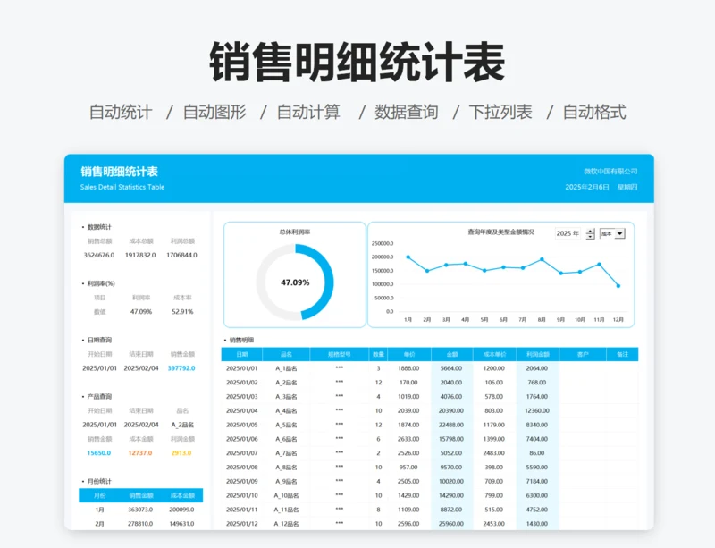 销售明细统计表