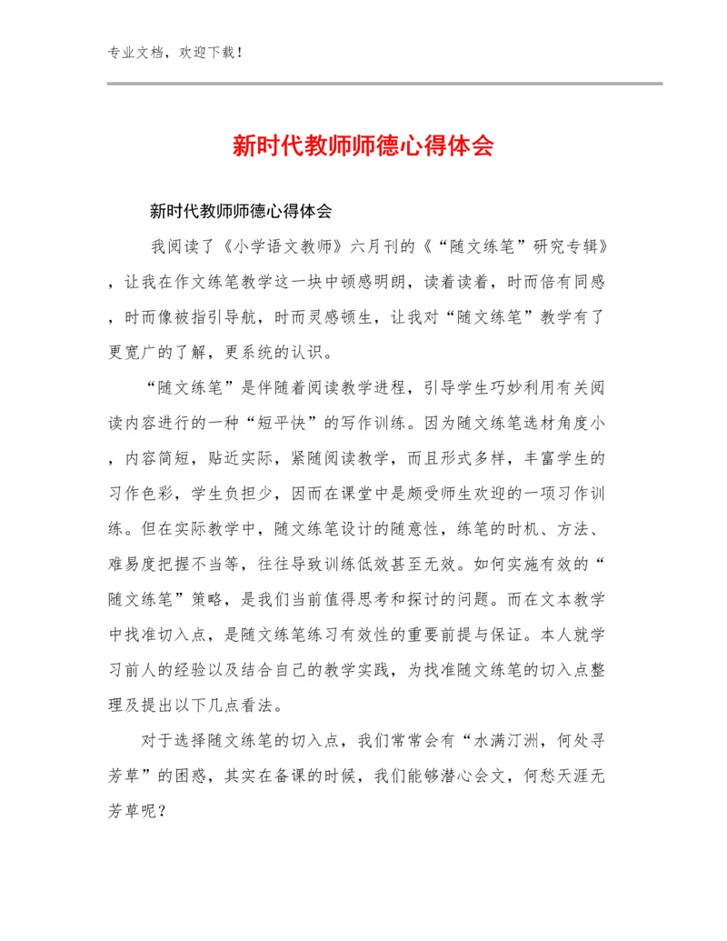 2024新时代教师师德心得体会范文13篇.docx