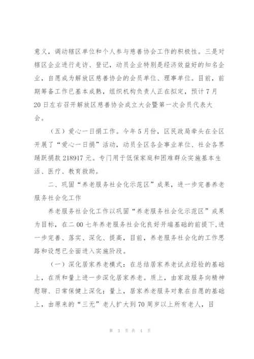 民政局2009年上半年工作总结及下一步工作重点.docx