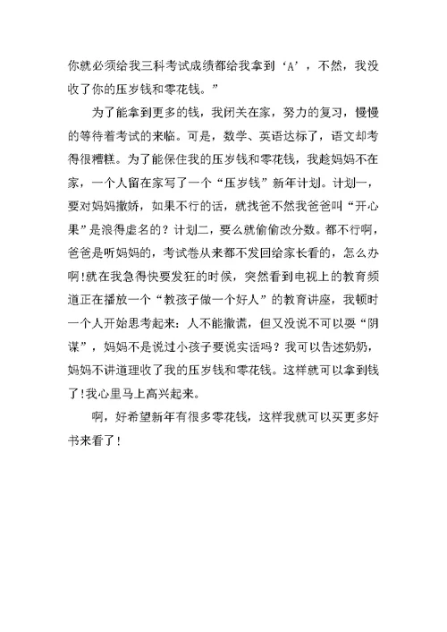 压岁钱计划作文4篇