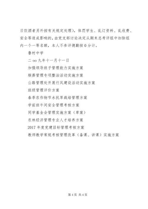 鲁村中学XX年教职工德勤管理实施方案.docx