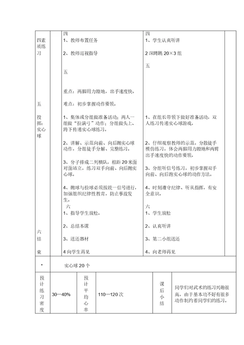 五年级体育教案全集