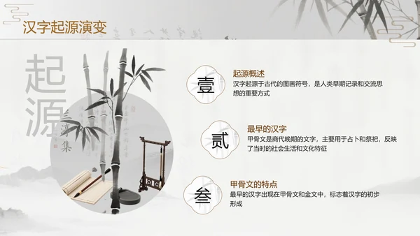 灰色中国风汉字演变PPT