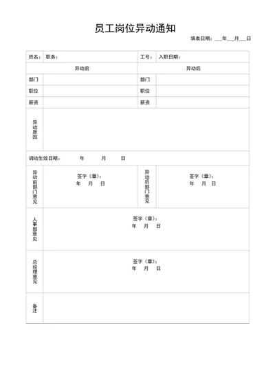 人事调动通知word模板