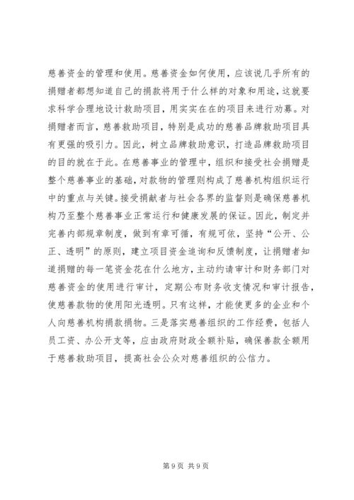 关于加快慈善事业发展为推动经济社会事业崛起作出新贡献的调查与思考.docx