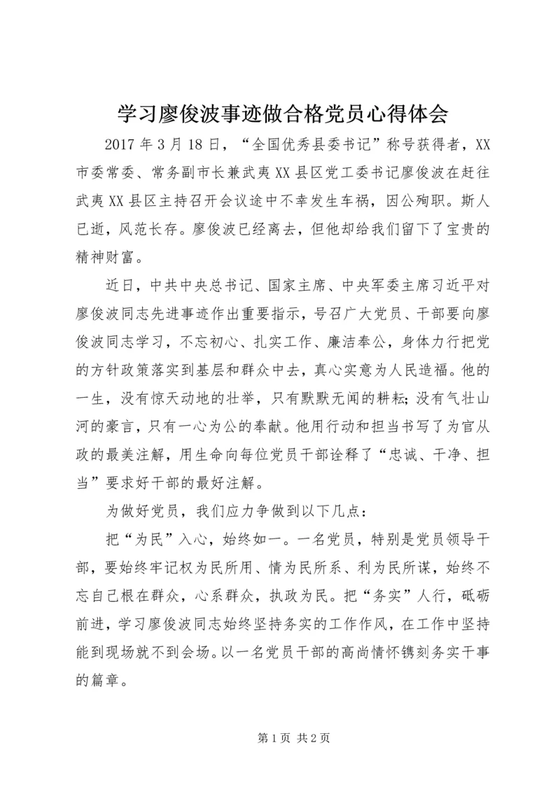 学习廖俊波事迹做合格党员心得体会.docx