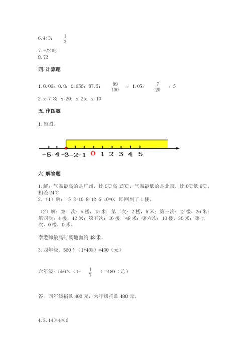 冀教版小学六年级下册数学期末检测试题附答案（突破训练）.docx