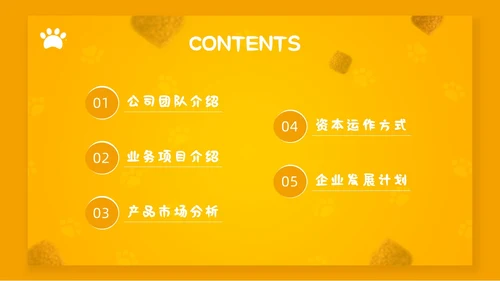 橙色简约宠物行业商业计划书PPT