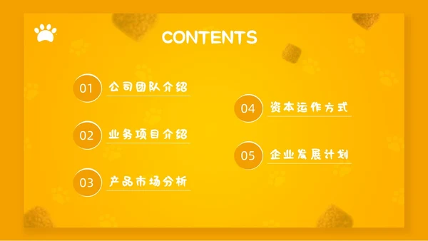 橙色简约宠物行业商业计划书PPT