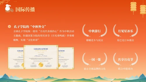 橙色中国风中秋节历史文化宣传PPT模板