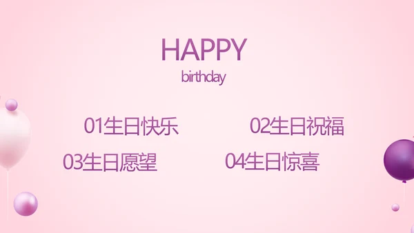 粉色生日快乐生日派对纪念册电子相册PPT模板