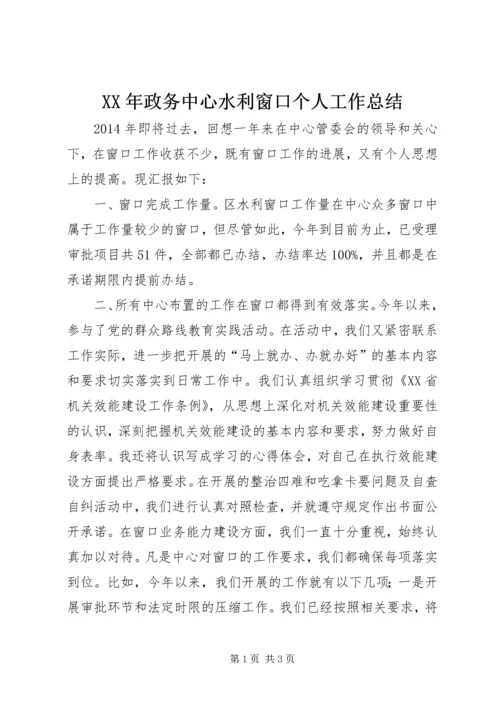 XX年政务中心水利窗口个人工作总结.docx