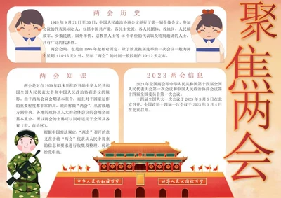 聚焦两会手抄报word模板