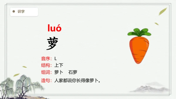 【2024秋季学期教材】语文三上 13.胡萝卜先生的长胡子   生字识记课件