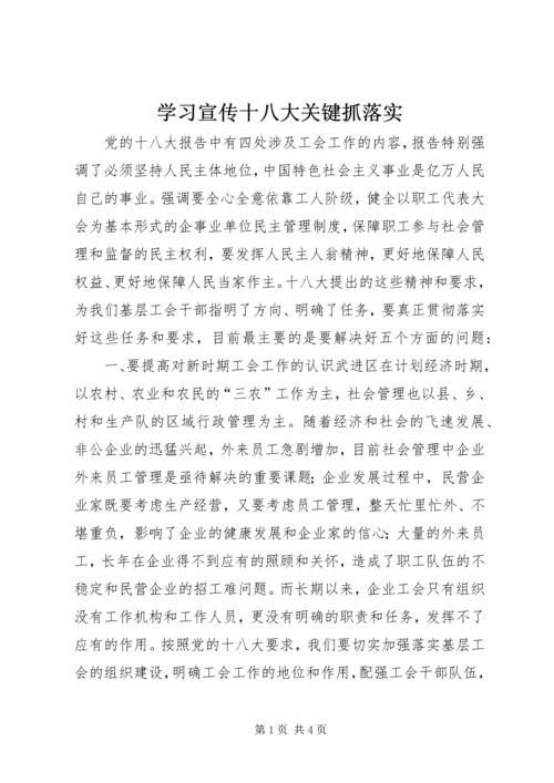 学习宣传十八大关键抓落实.docx