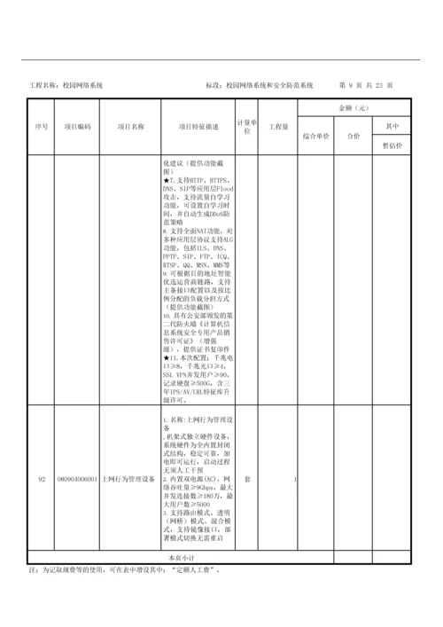 校园网络系统工程量清单.docx