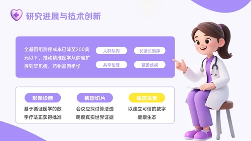 紫色3D风精准医疗时代医疗健康学术会议报告PPT模板
