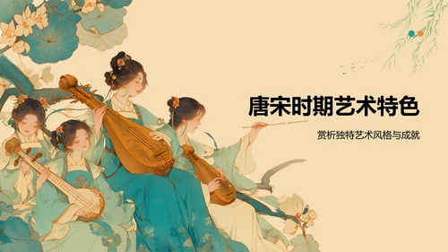 橙色复古风唐宋时期文化知识讲堂PPT模板
