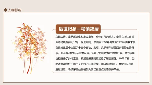 知名现代作家茅盾人物介绍PPT课件模板