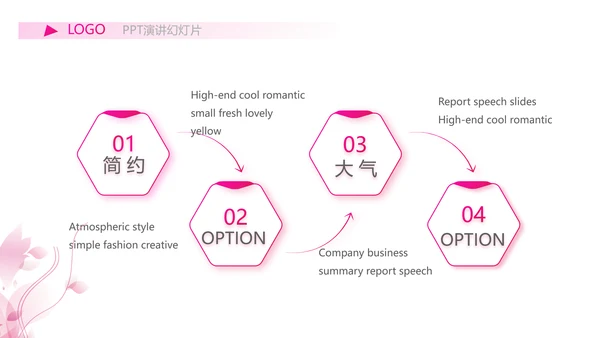 粉色女性剪影女人花工作总结汇报PPT