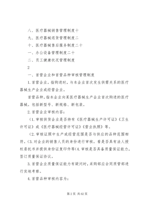 产品质量管理制度文件目录.docx