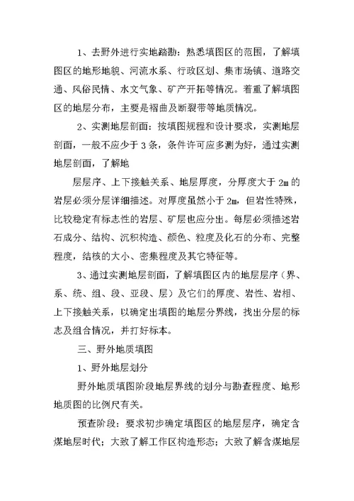 地质填图工作总结
