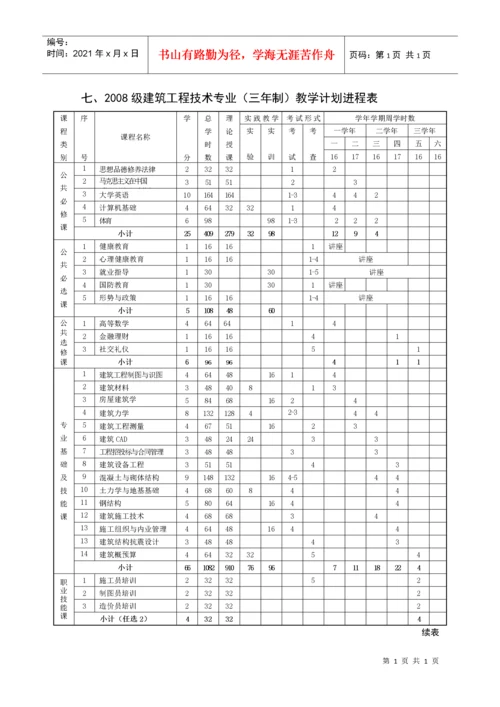 建筑工程技术专业教学计划.docx