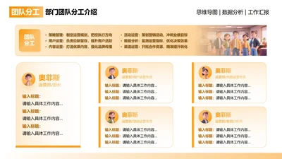 团队分工-橙色渐变风项目汇报关系页PPT单页