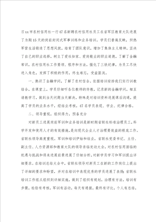 信用社新员工工作体会