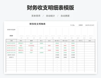 财务收支明细表模版